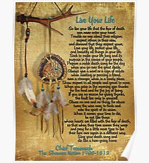 "Lebe dein Leben", Chief Tecumseh Aquarell-Effekt Poster