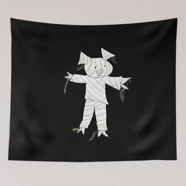 Item preview, Black Halloween mummy.  Cute pig in fancy dress. Halloween designed and sold by PiggingJapan.