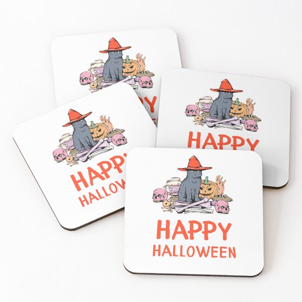 Item preview, Happy Halloween Orange Black Skull Modern Illustration Design designed and sold by WBP Mart.