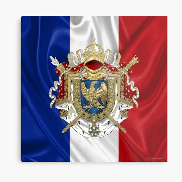 Greater Coat of Arms of the First French Empire over Flag of France Metal Print