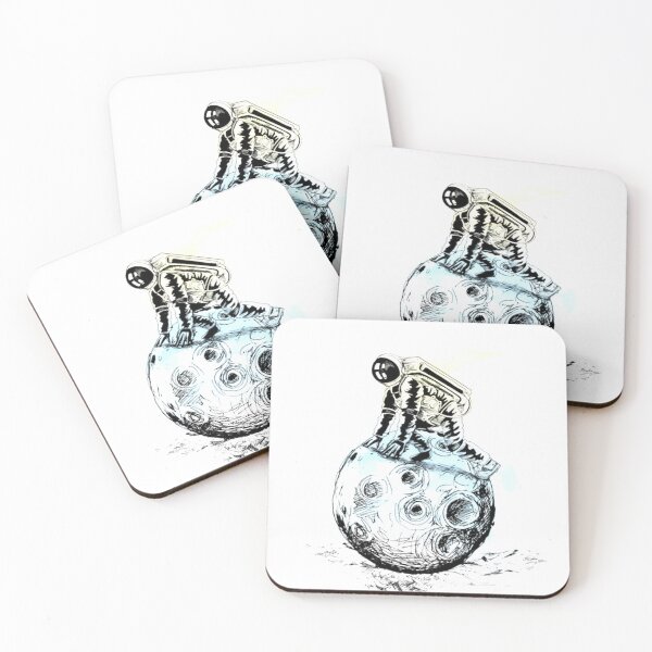 Item preview,  Cute astronaut sitting on the moon cartoon Art. designed and sold by BEAUTY ⭐⭐⭐⭐⭐.