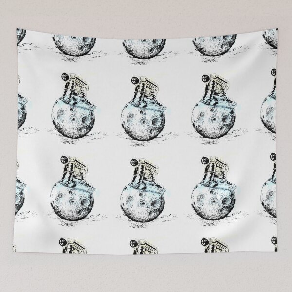 Item preview,  Cute astronaut sitting on the moon cartoon Art. designed and sold by BEAUTY ⭐⭐⭐⭐⭐.