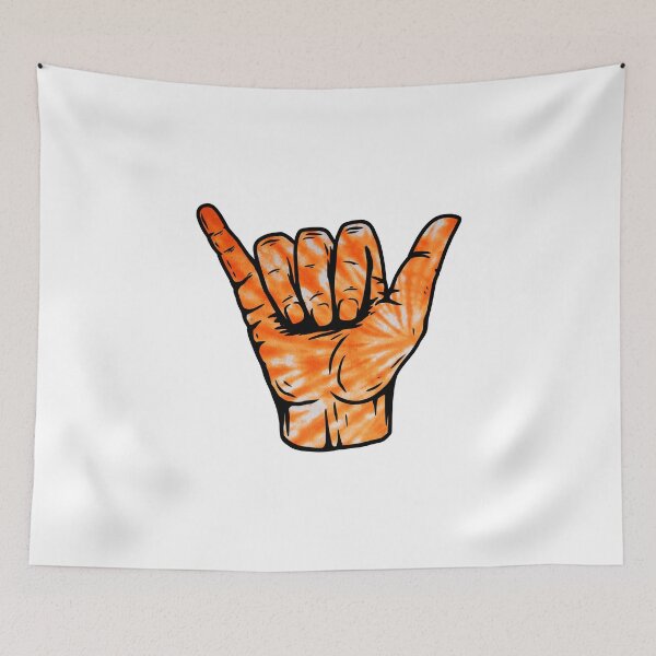 Item preview, Orange Spiral Tie Dye Pattern Hang Loose Shaka designed and sold by EpicCreation.