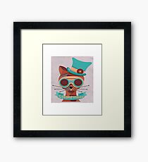 Cat googles, glasses, top hat, steampunk Framed Print