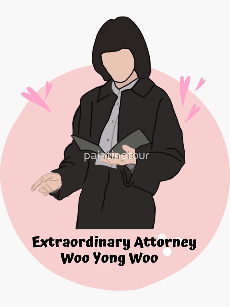 "extraordinary attorney Woo Yong Woo & pink" Sticker for Sale by