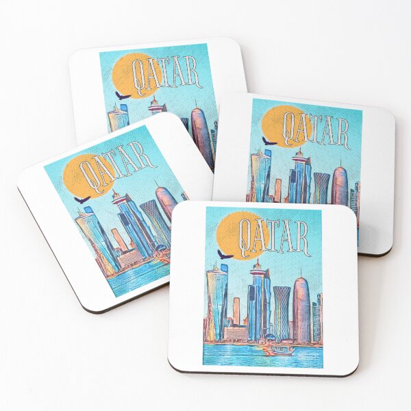 Item preview, Vintage Doha Qatar Poster designed and sold by SAHARA WANDERLUST.