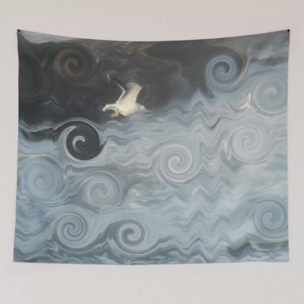 Item preview, Abstract Ocean Seagull Large Sea Rocks on Misty Day Coastal Art 2 of 4 designed and sold by Beachy.