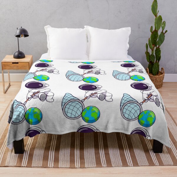 Item preview, astronaut catching earth with a fishing net cartoon Art. designed and sold by BEAUTY ⭐⭐⭐⭐⭐.