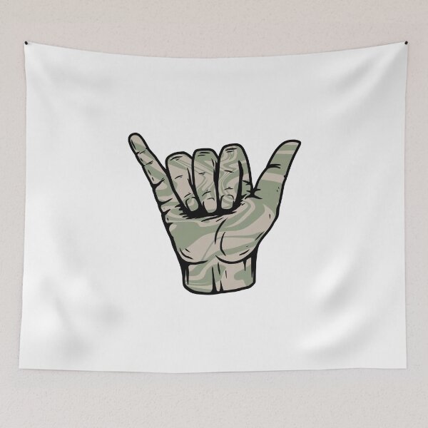 Item preview, Sage Green Swirly Liquify Marble Pattern Hang Loose Shaka designed and sold by EpicCreation.