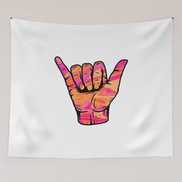 Item preview, Pink And Orange Swirly Liquify Marble Pattern Hang Loose Shaka designed and sold by EpicCreation.