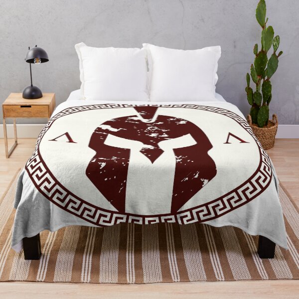 Item preview, Spartan Helmet Greek Key White Maroon designed and sold by Yiorgos Designs.