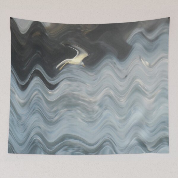 Item preview, Abstract Ocean Seagull Large Sea Rocks on Misty Day Coastal Art 3 of 4 designed and sold by Beachy.