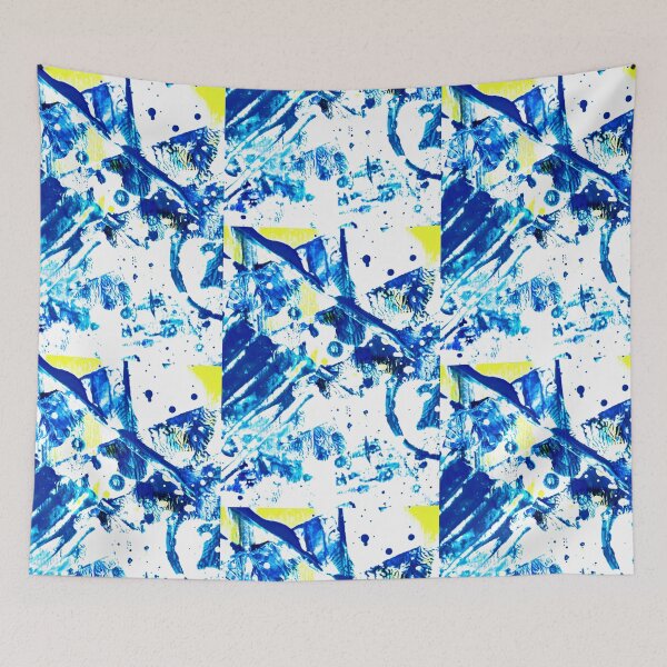 Item preview, Blue and Yellow Abstract Paint marks designed and sold by Grey Robinson.