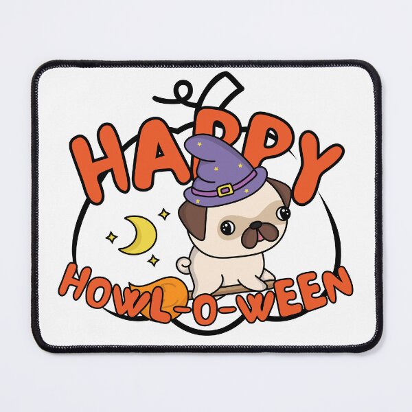Item preview, Happy howl-o-ween Pug Witch Spooktober Halloween 2022 design designed and sold by to-esu.