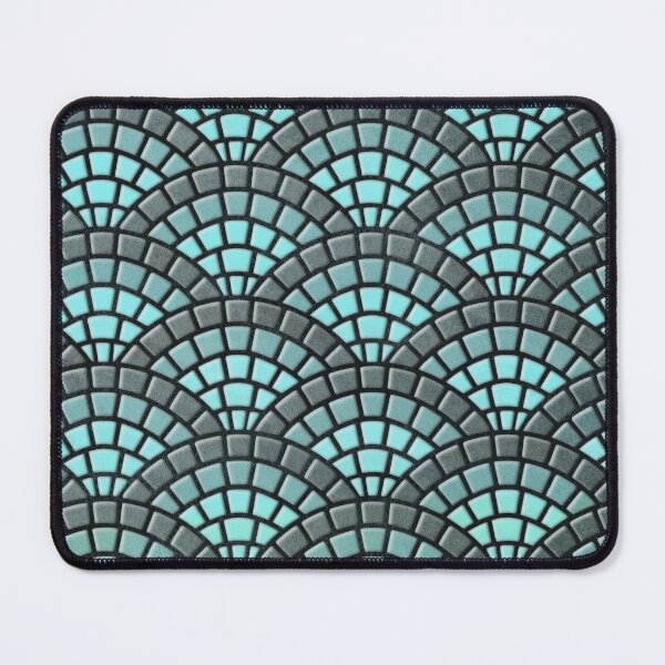 Aperçu de l'œuvre Nuances de bleu et bleu sarcelle Motif festonné Art Déco créée et vendue par LKL-Designs.