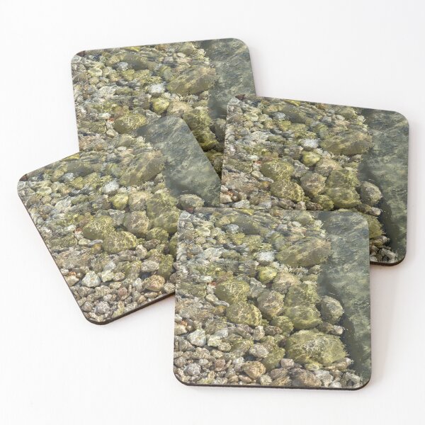 Item preview, Clear sea water flowing over green stones 2 designed and sold by Adriana Mueller.