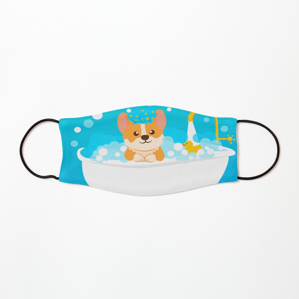Corgi taking a bath Mask