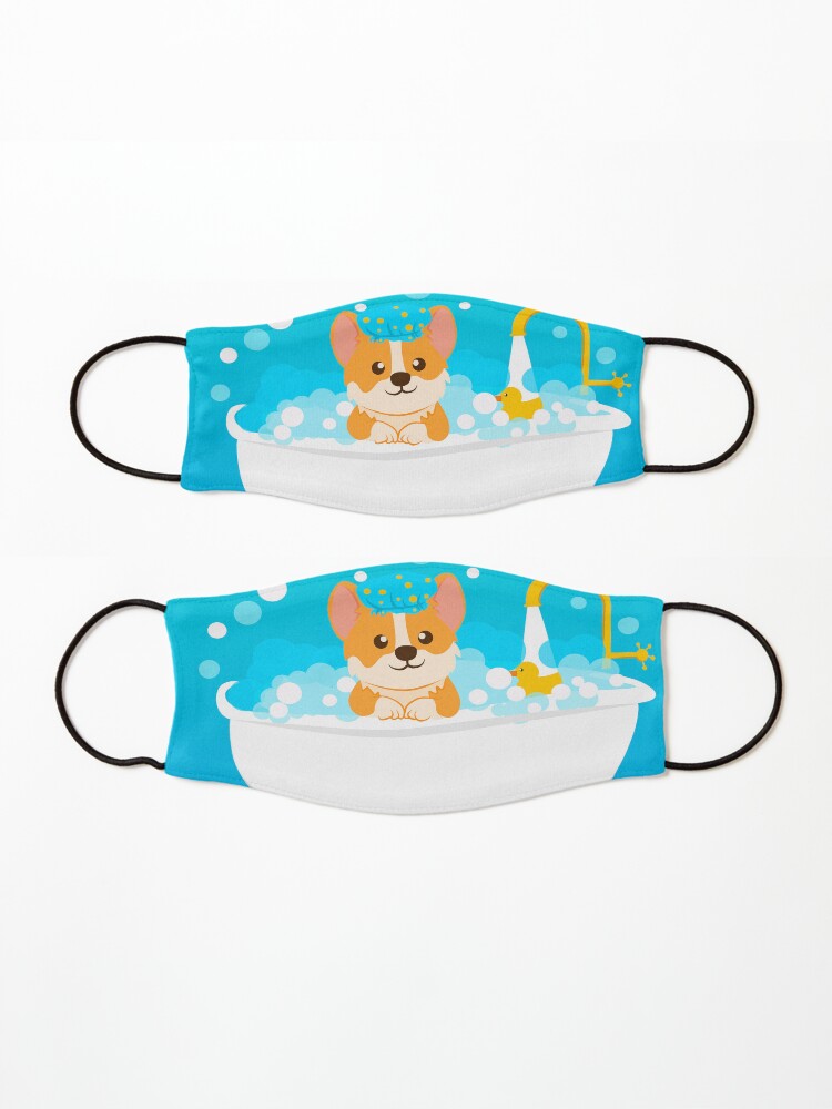 Alternate view of Corgi taking a bath Mask