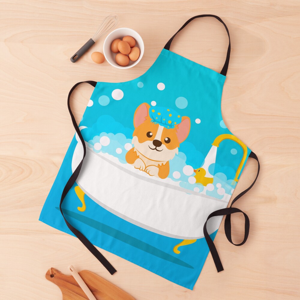 Corgi taking a bath Apron