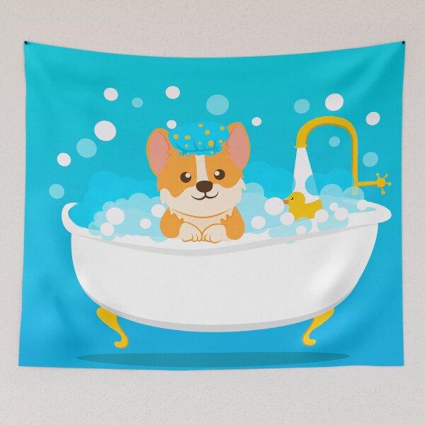Item preview, Corgi taking a bath designed and sold by Ameliamaar.