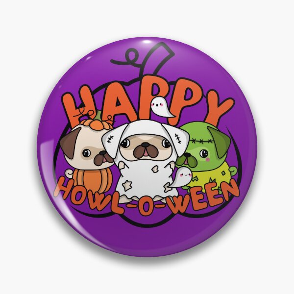 Item preview, Happy howl-o-ween Pugs in Costumes Spooktober Halloween 2022 design designed and sold by to-esu.