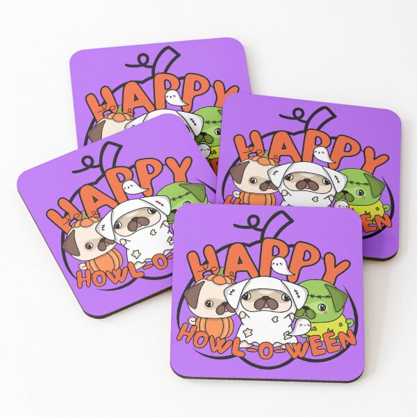 Item preview, Happy howl-o-ween Pugs in Costumes Spooktober Halloween 2022 design designed and sold by to-esu.