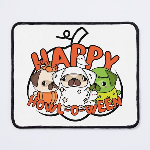 Item preview, Happy howl-o-ween Pugs in Costumes Spooktober Halloween 2022 design designed and sold by to-esu.