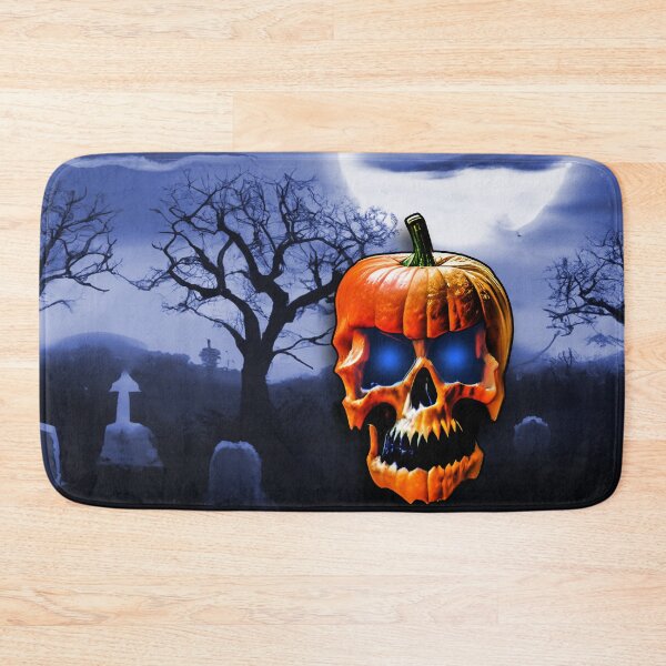 Item preview, halloween evil pumpkin head skull graveyard designed and sold by AllLeftSides42.