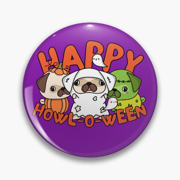 Item preview, Happy howl-o-ween Cute Pugs in Costumes Spooktober Halloween 2022 design designed and sold by to-esu.