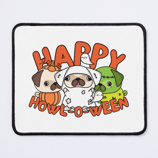 Item preview, Happy howl-o-ween Cute Pugs in Costumes Spooktober Halloween 2022 design designed and sold by to-esu.