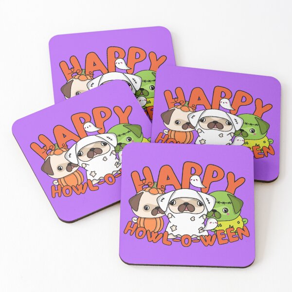 Item preview, Happy howl-o-ween Cute Pugs in Costumes Spooktober Halloween 2022 design designed and sold by to-esu.