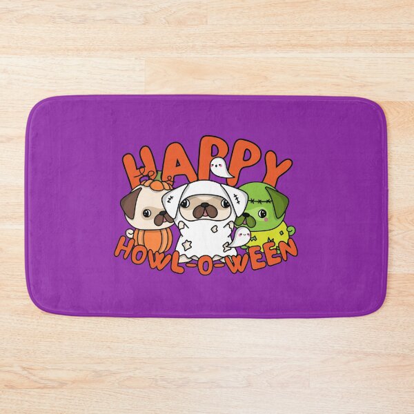 Item preview, Happy howl-o-ween Cute Pugs in Costumes Spooktober Halloween 2022 design designed and sold by to-esu.