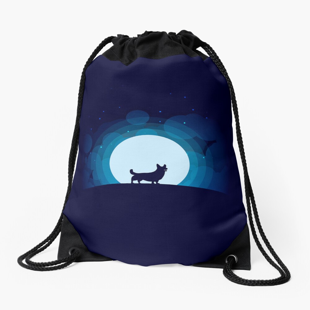 Corgi Shadow Wolf Drawstring Bag