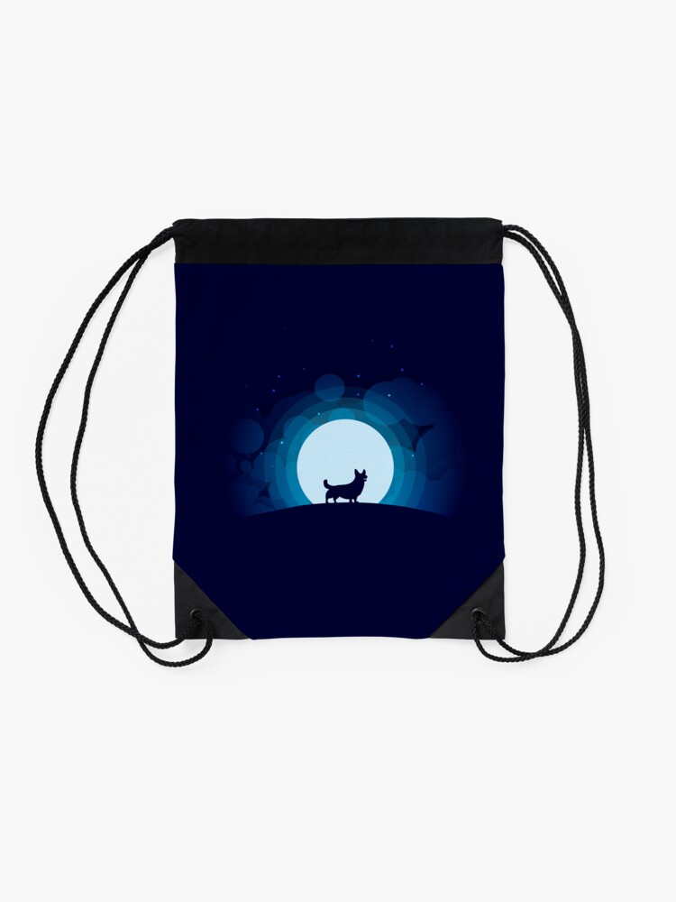Alternate view of Corgi Shadow Wolf Drawstring Bag