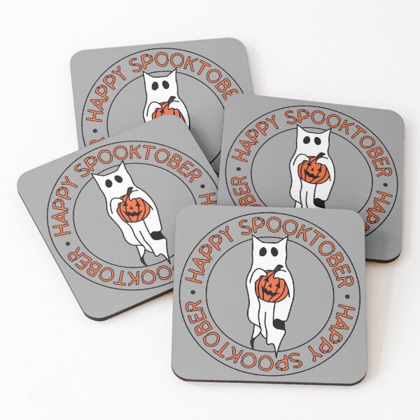Item preview, Spooktober Spooky Kitty Cat in a ghost costume designed and sold by to-esu.