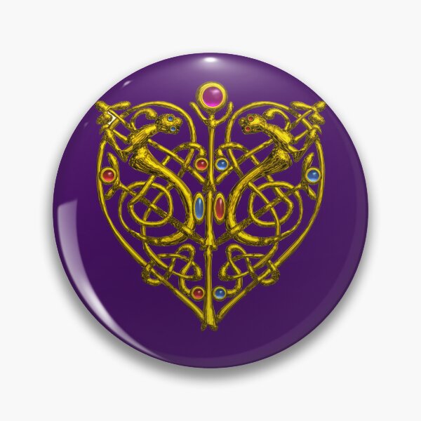 Item preview, HYPER VALENTINE / GOLD CELTIC KNOT HEART WITH LIZARDS IN PURPLE designed and sold by BulganLumini.