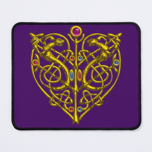 Item preview, HYPER VALENTINE / GOLD CELTIC KNOT HEART WITH LIZARDS IN PURPLE designed and sold by BulganLumini.