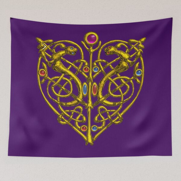 Item preview, HYPER VALENTINE / GOLD CELTIC KNOT HEART WITH LIZARDS IN PURPLE designed and sold by BulganLumini.