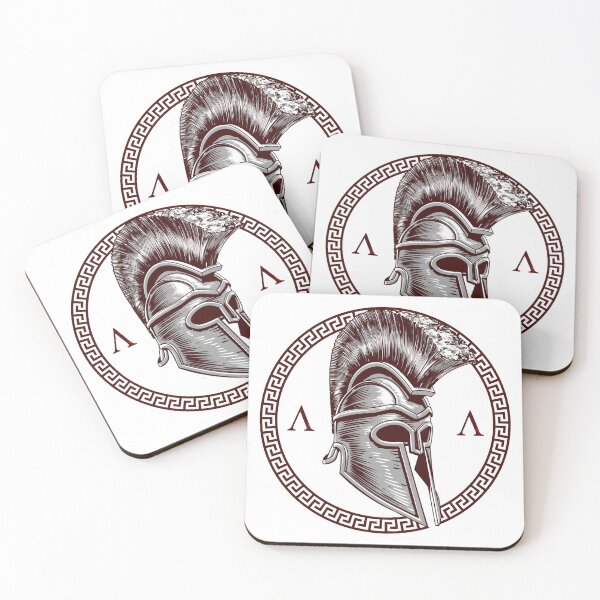Item preview, Spartan Helmet Greek Key White Maroon Grey designed and sold by Yiorgos Designs.