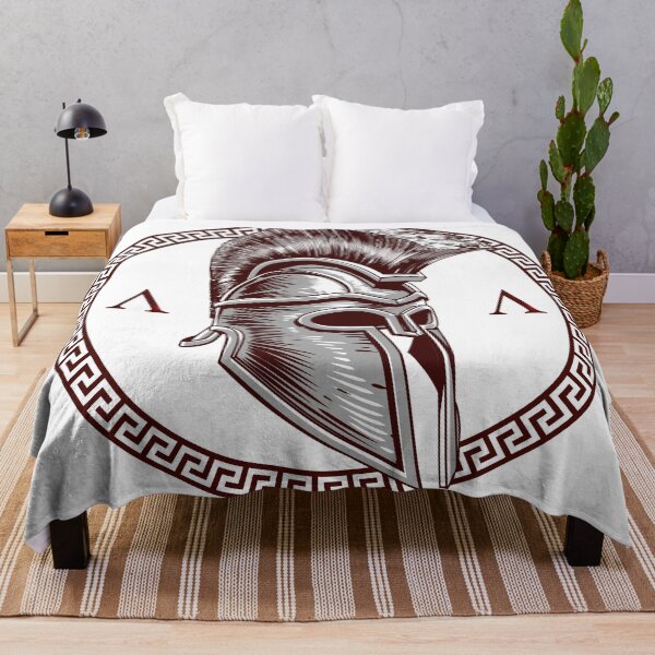 Item preview, Spartan Helmet Greek Key White Maroon Grey designed and sold by Yiorgos Designs.