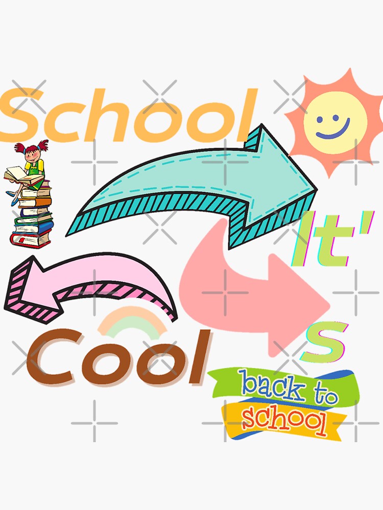 "School it's cool, back to school, school, stickers, books, shares