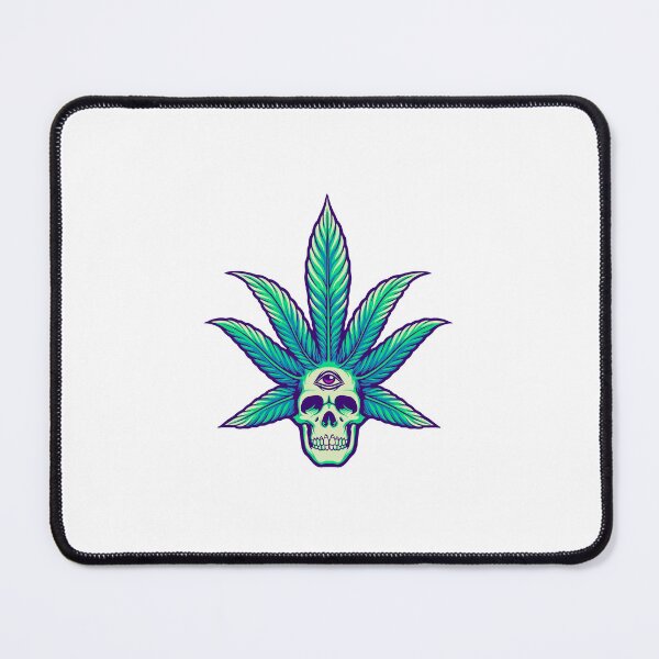 Item preview, Green skull with third eye and Cannabis hair, 420 art, hemp lovers gift. designed and sold by paulo silveira.