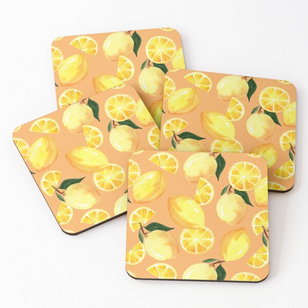 Item preview, Pink backround fresh lemons watercolor patterns designed and sold by pinkyfish1010.