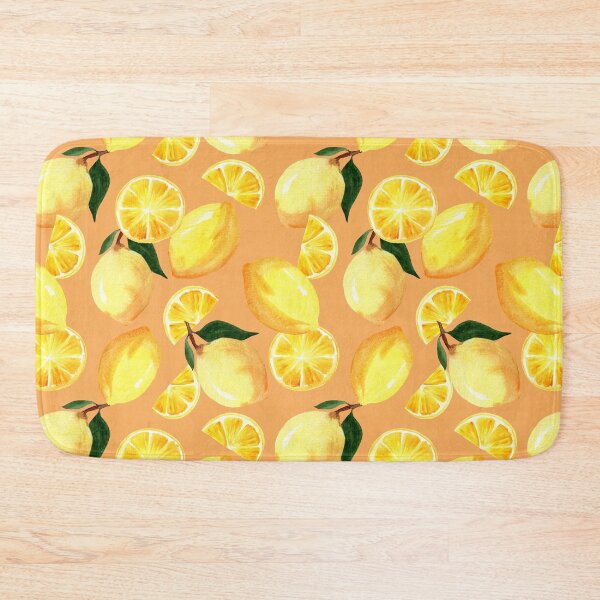 Item preview, Pink backround fresh lemons watercolor patterns designed and sold by pinkyfish1010.
