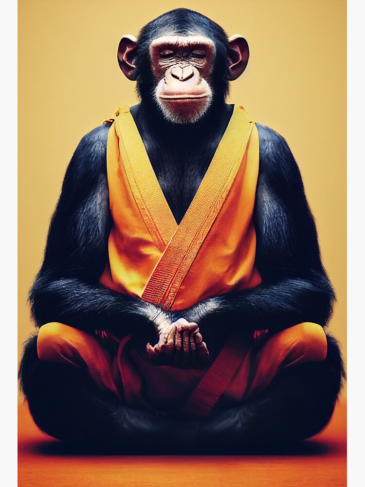 Funny Shaolin Monkey (Chimpanzee) Meditation | Art Board Print
