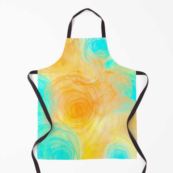 Item preview, Burnt orange, aqua, yellow alcohol ink fluid art - soft, pretty pattern designed and sold by thephoenixsoul.