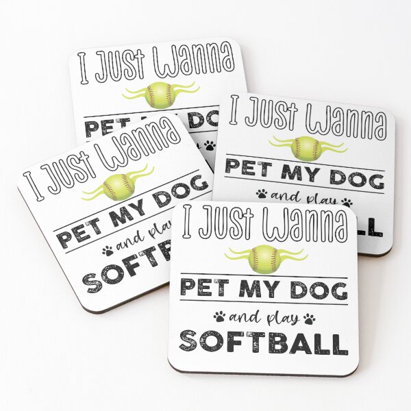 Item preview, i just wanna pet my dog and play softball , Funny Softball Quotes  designed and sold by Every Pet  Shirts.