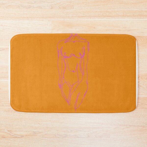 Item preview, woman nude body / one line minimalist illustration orange and hot pink designed and sold by LLCRG.