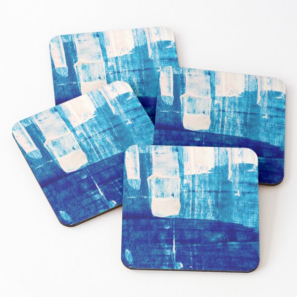 Item preview, Blue White abstract Painting Detail lines designed and sold by Grey Robinson.