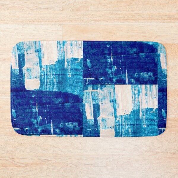 Item preview, Blue White abstract Painting Detail lines designed and sold by Grey Robinson.